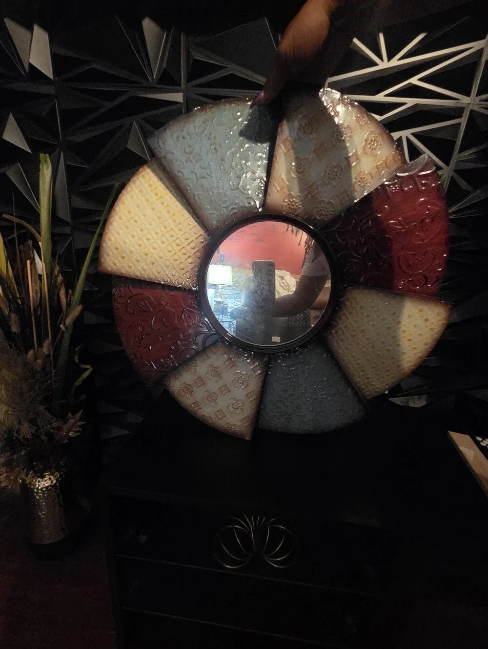 Decorative Round Wall Mirror - Multicolor Floral Petal Design